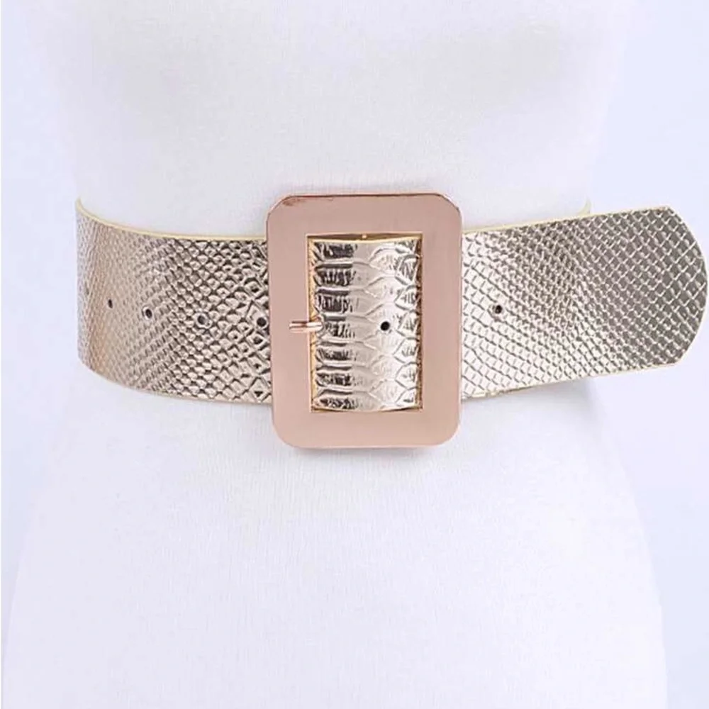 Rainbow Metallic Vegan Snakeskin Leather Statement Belt